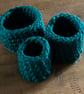 Nest of 3 different sized dark green chunky baskets house warming gift - Image 3