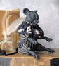 'Lumen', a black porcelain and textile mouse imp. - Image 2