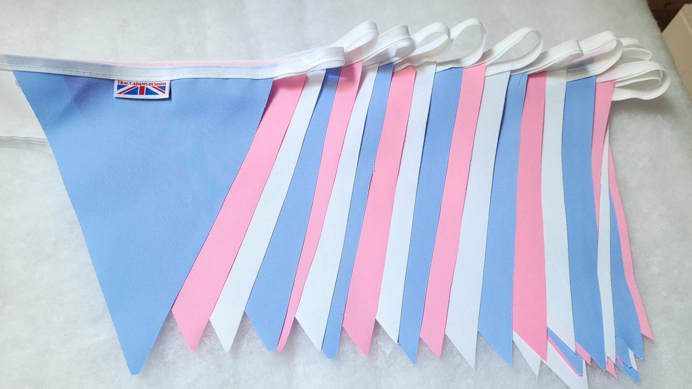 Trans colours bunting - 10 mtr - Gay pride wedding birthday LGBTQIA