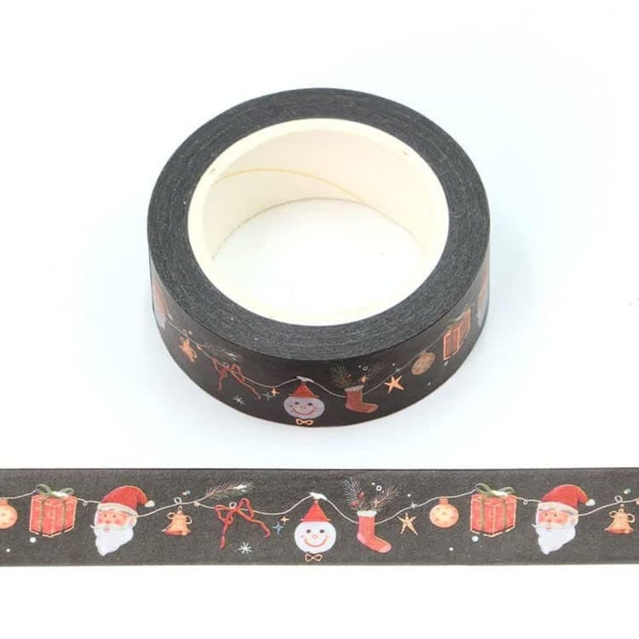 Black Foil Christmas Pattern Embossed Decorative Tape for Scrapbooking and Card 