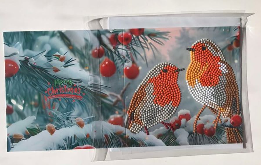  Christmas Diamond Art Card lovely birds