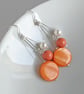Orange Three Strand Dangle Earrings - Wedding Jewellery or Bridesmaid Gifts  - Image 3