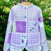 Patchwork patterned quilted jacket - Size 14 - Handmade - Upcycled 