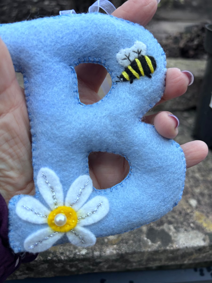 Personalised Initial Letter Hanging Decoration - Bee and Daisy