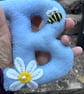 Personalised Initial Letter Hangin Decoration with Embroidered Bees and Daisy   