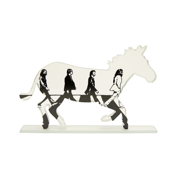 Zebra Crossing Glass Sculpture with Beatles Abbey Road Artwork