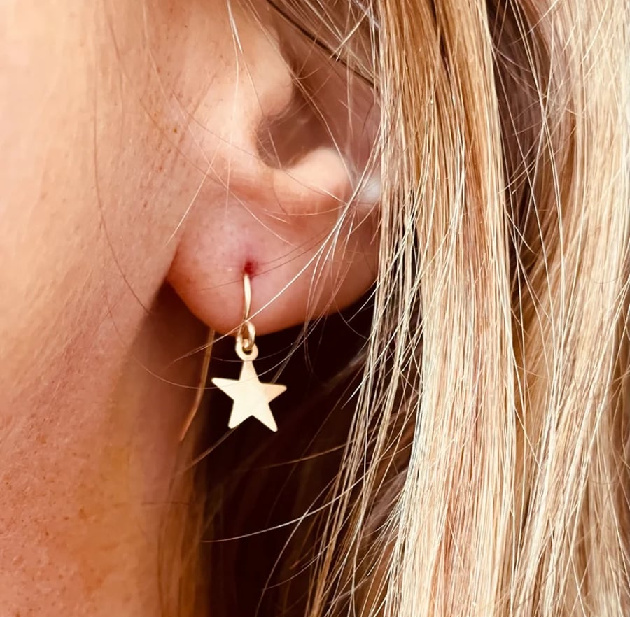 14K Gold Fill Star Drop Earrings 