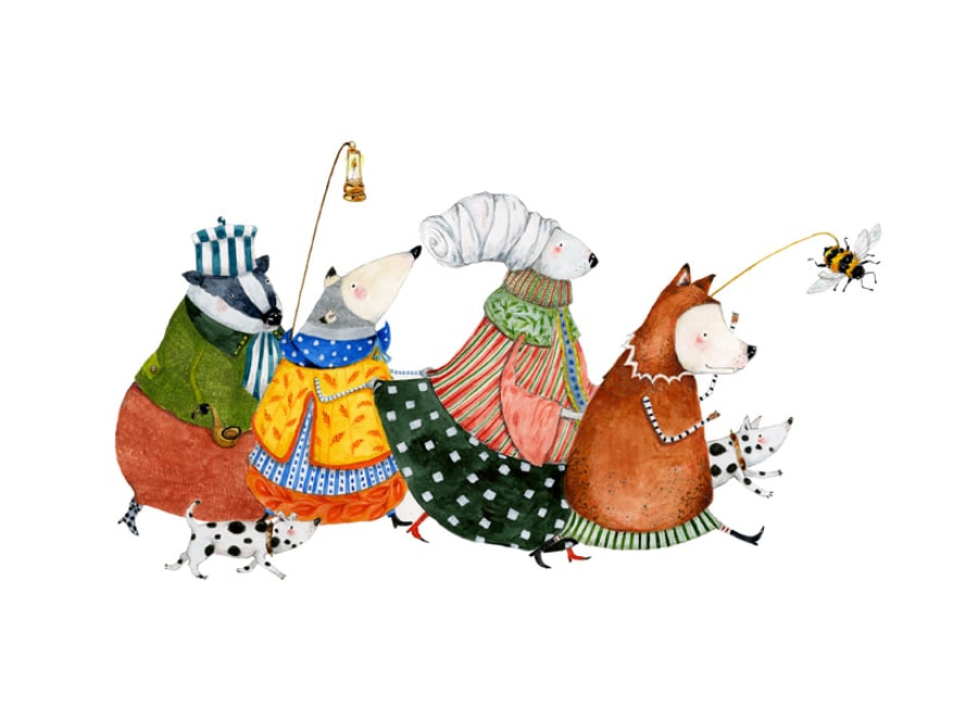 Summer Bee Parade A4 Giclee print 