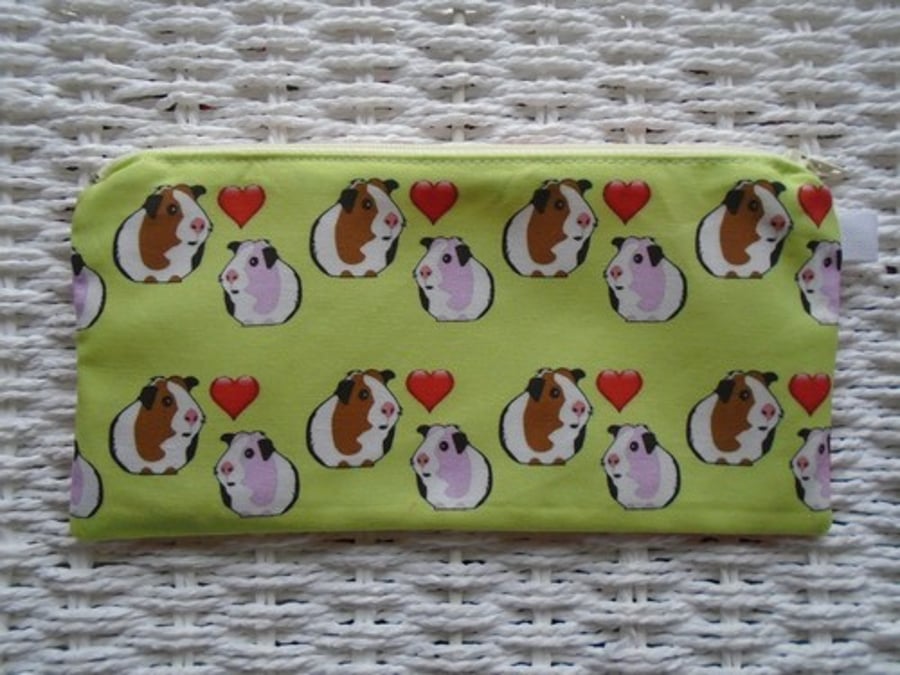 Love Guinea Pigs Pencil Case or Small Make Up Bag.