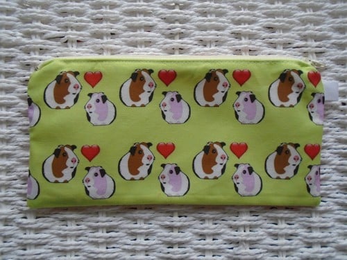 Love Guinea Pigs Pencil Case or Small Make Up Bag.