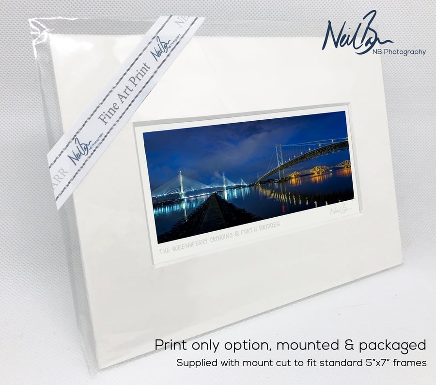 The Three Forth Road & Rail Bridges Scotland - A6 (7"x 5") Unframed Scottish Fin