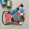 Reusable Japanese Flowers Cotton Face Mask with Nose Wire & Pocket Women Medium
