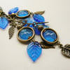 Royal Blue and Antique Bronze Leaf Handbag Charm   KCJ466