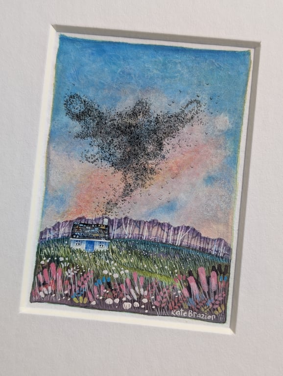 Murmuration Cottage - Original miniature. A5 Mounted