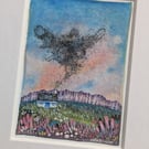 Murmuration Cottage - Original miniature. A5 Mounted