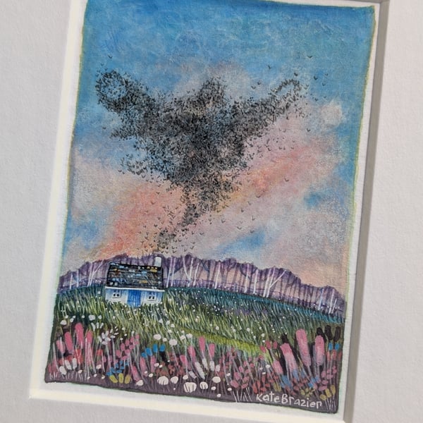 Murmuration Cottage - Original miniature. A5 Mounted