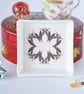 Red Leaf Pattern Ceramic Dish, 10 x 10cm, Many Uses - Image 1