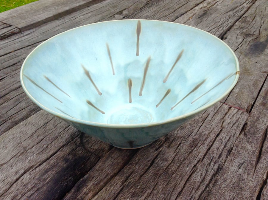  Hand thrown ceramic turquoise aqua bowl