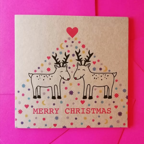 Christmas reindeer greetings card