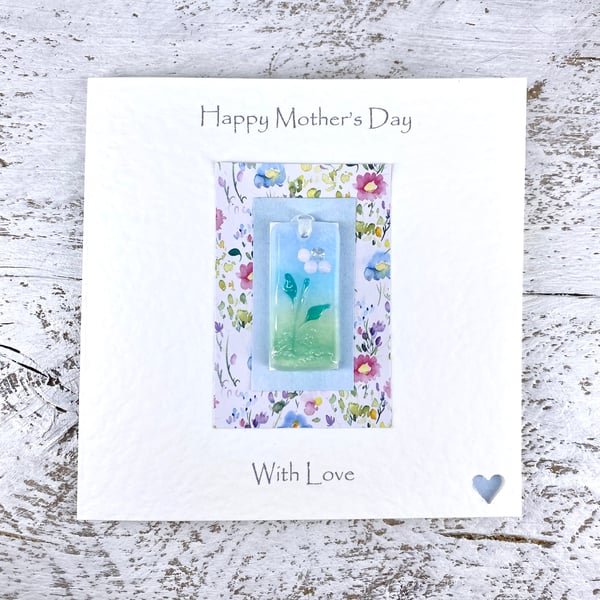 Mother’s Day Card with Detachable Glass Bookmark or Light Catcher