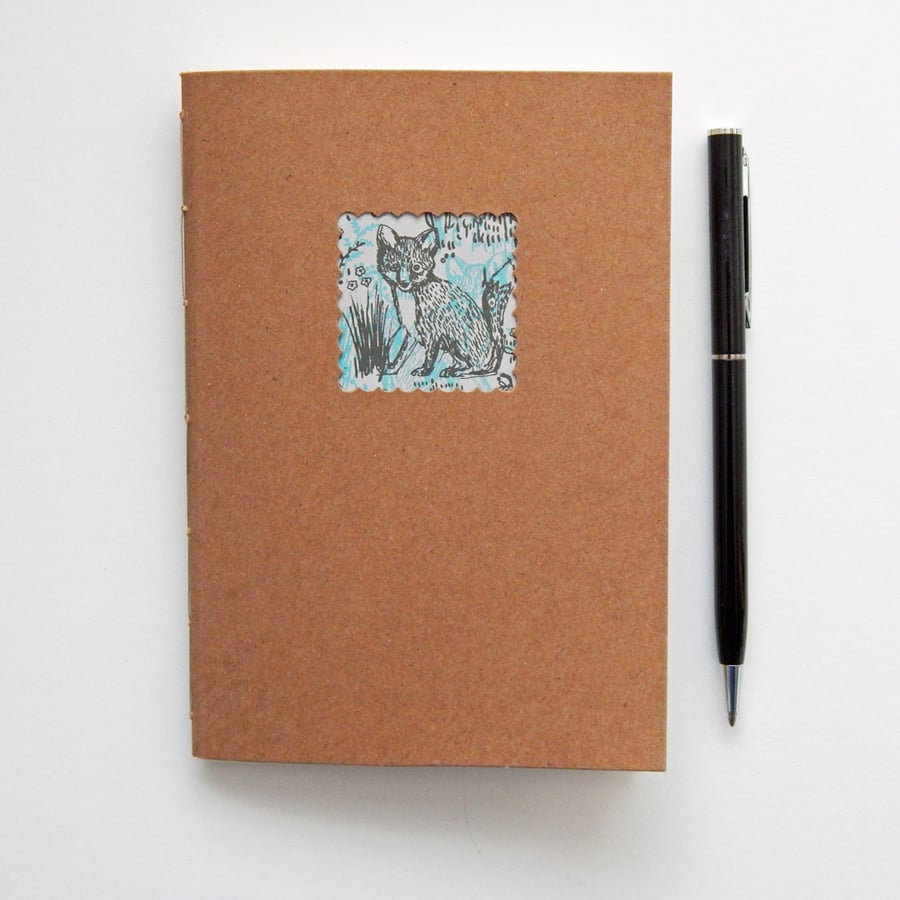 Little Fox Kraft Notebook with Cream paper - 6x4 ins hand bound book