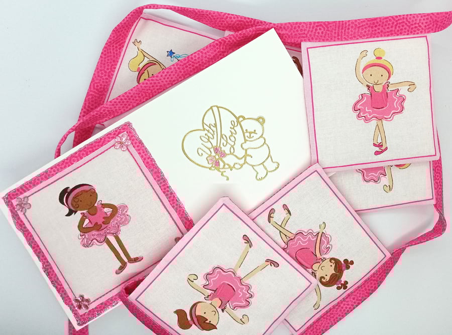 Black Ballerina bunting and card 18FF