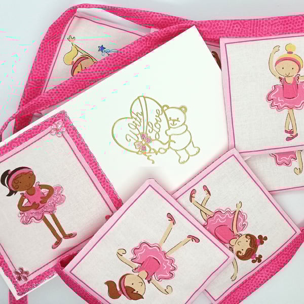 Black Ballerina bunting and card 18FF