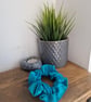 Handmade Trquoise Satin Scrunchie - Classic Size - Image 2