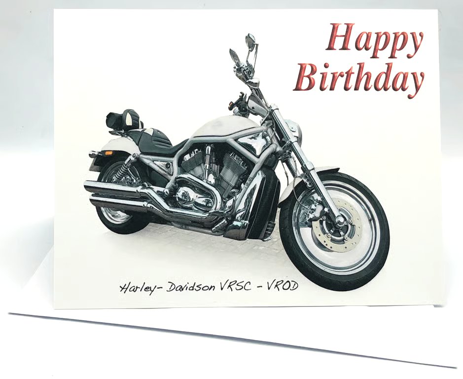 Harley-Davidson VRSC-VROD - Birthday, Anniversary, Retirement or Plain Card
