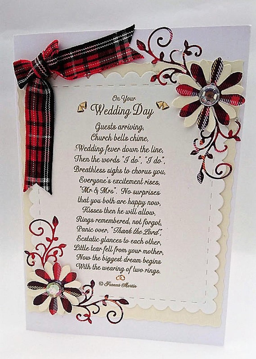 Scottish Wedding Card Tartan Card with Verse,Keepsake Card FREE P&P to UK