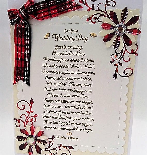 Scottish Wedding Card Tartan Card with Verse,Keepsake Card FREE P&P to UK