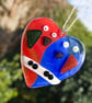 Red and Blue Fused Glass Lovebirds - 6190 - Image 3