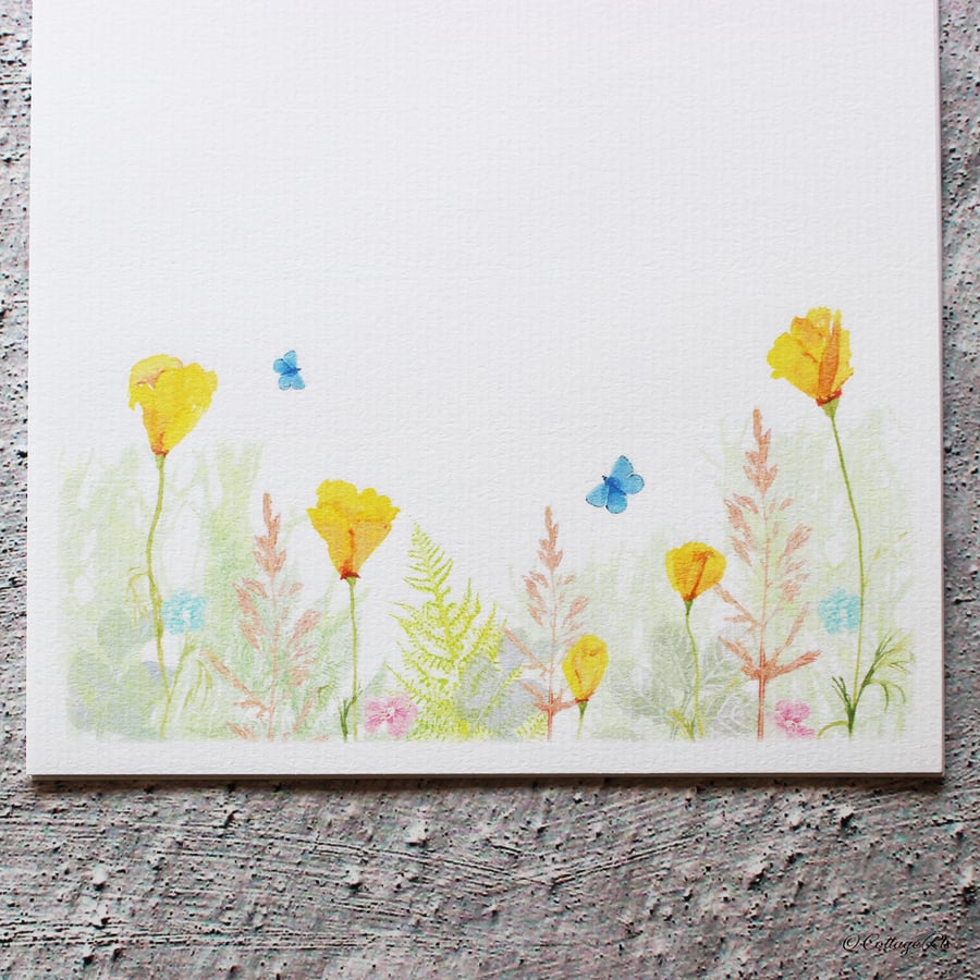Wildflower Botanical Hedgerow Letter Writing Paper Hand Designed By CottageRts