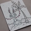 cute party bunny - original aceo