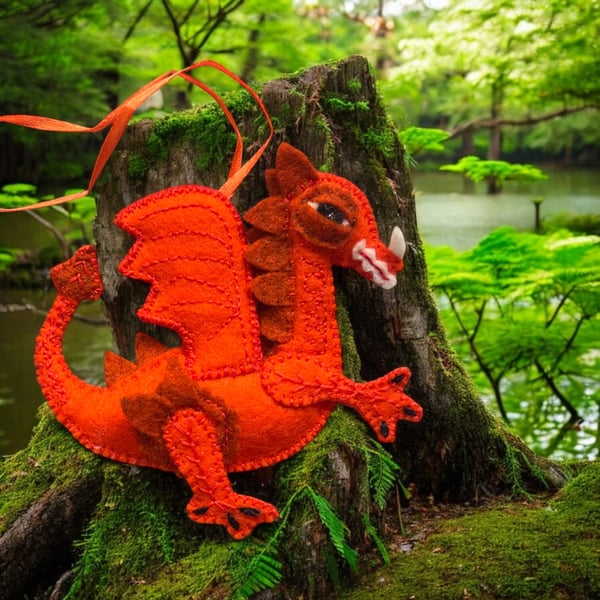 Handcrafted Felt Dragon Ornament Fabulous Creatures