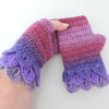 SALE 7.50  Fingerless Dragon Scale Cuffs Mitts  Lavender Lilac Pink