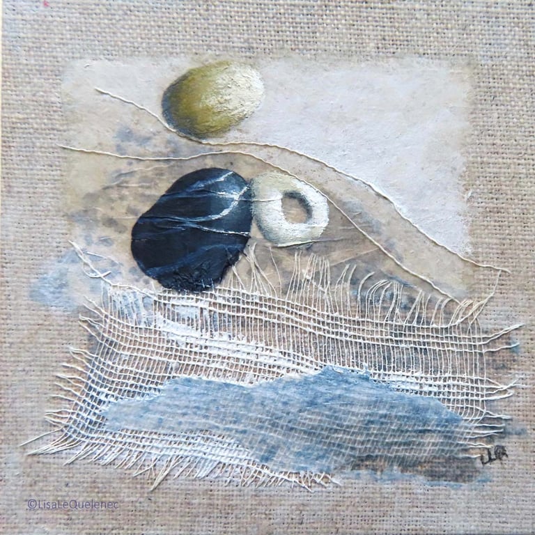 On the shore a mini mixed media art piece - a reminder of days at the beach 