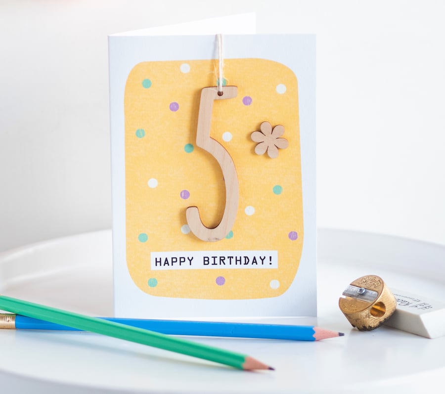 Age 5 Birthday Card - Keepsake Card, Kids Card, Happy Birthday, Greetings Card, 