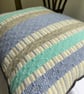 Patsy Cushion: Coastal Sea Blues. Handwoven in Wales - Image 4