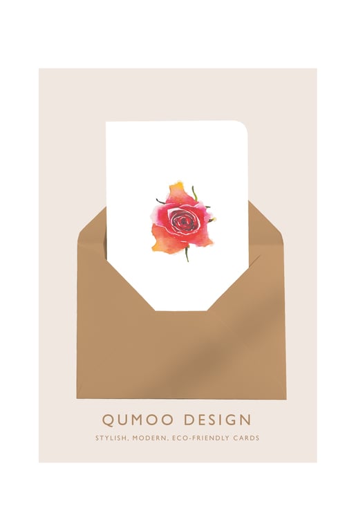 Pink rose flowers Greetings Card Wedding (QM 330)