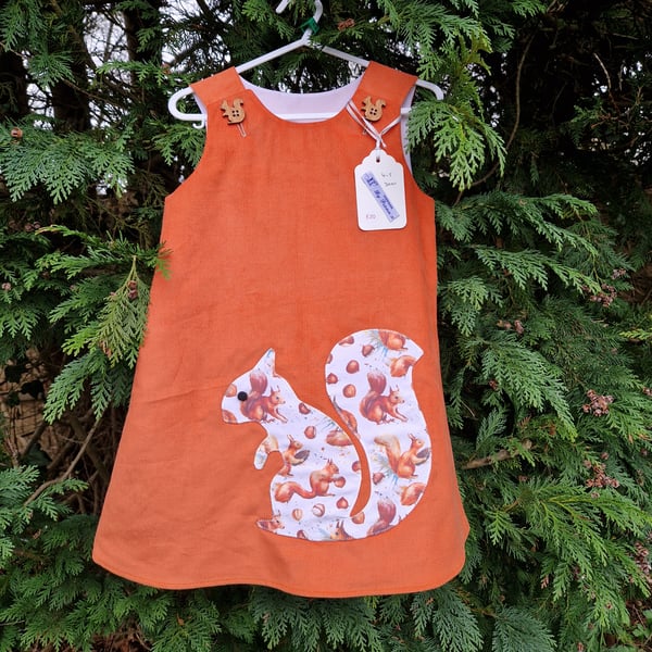 Age: 4-5yr Mandarin Squirrel Needlecord dress. 