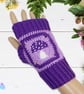 Crochet gloves in a purple lilac and white toadstool design. Toadstool gloves. - Image 8