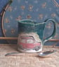 Classic mini car handpainted mug teal - stoneware smaller cup mug