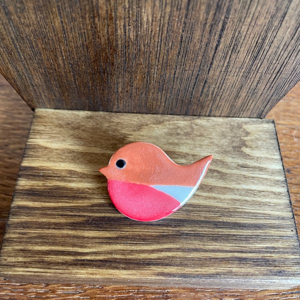 NEW!  Porcelain robin brooch