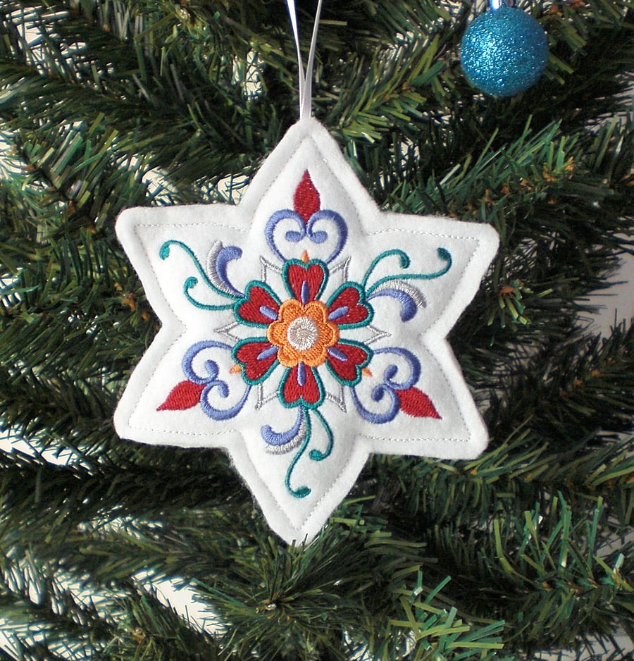 Embroidered Christmas Star decoration
