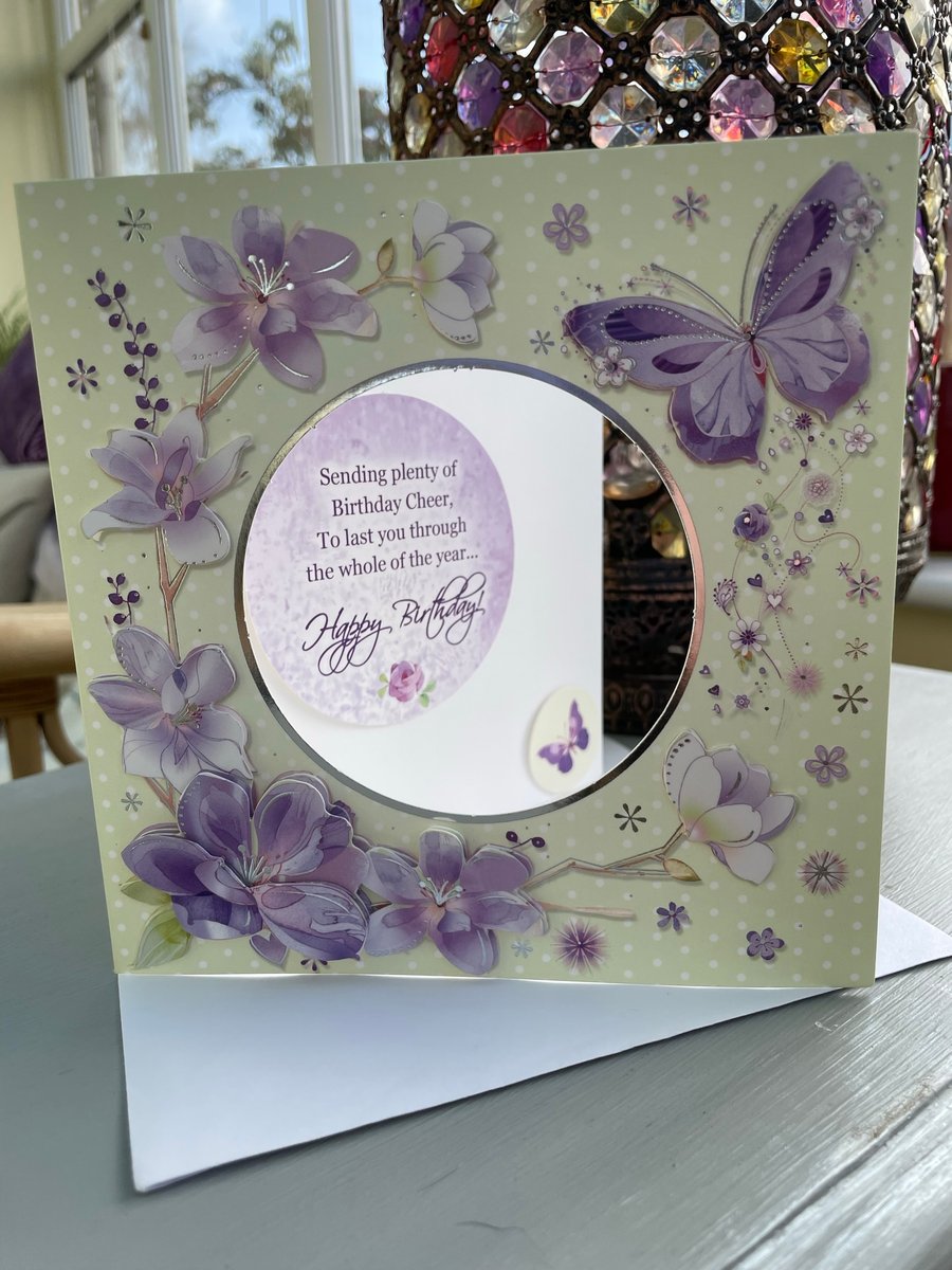 Floral and butterfly apature birthday card