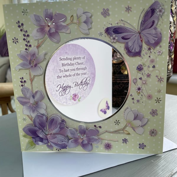 Floral and butterfly apature birthday card