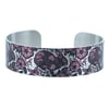 Rabbit jewellery, narrow cuff bracelet in brushed silver, purple rabbits. B226