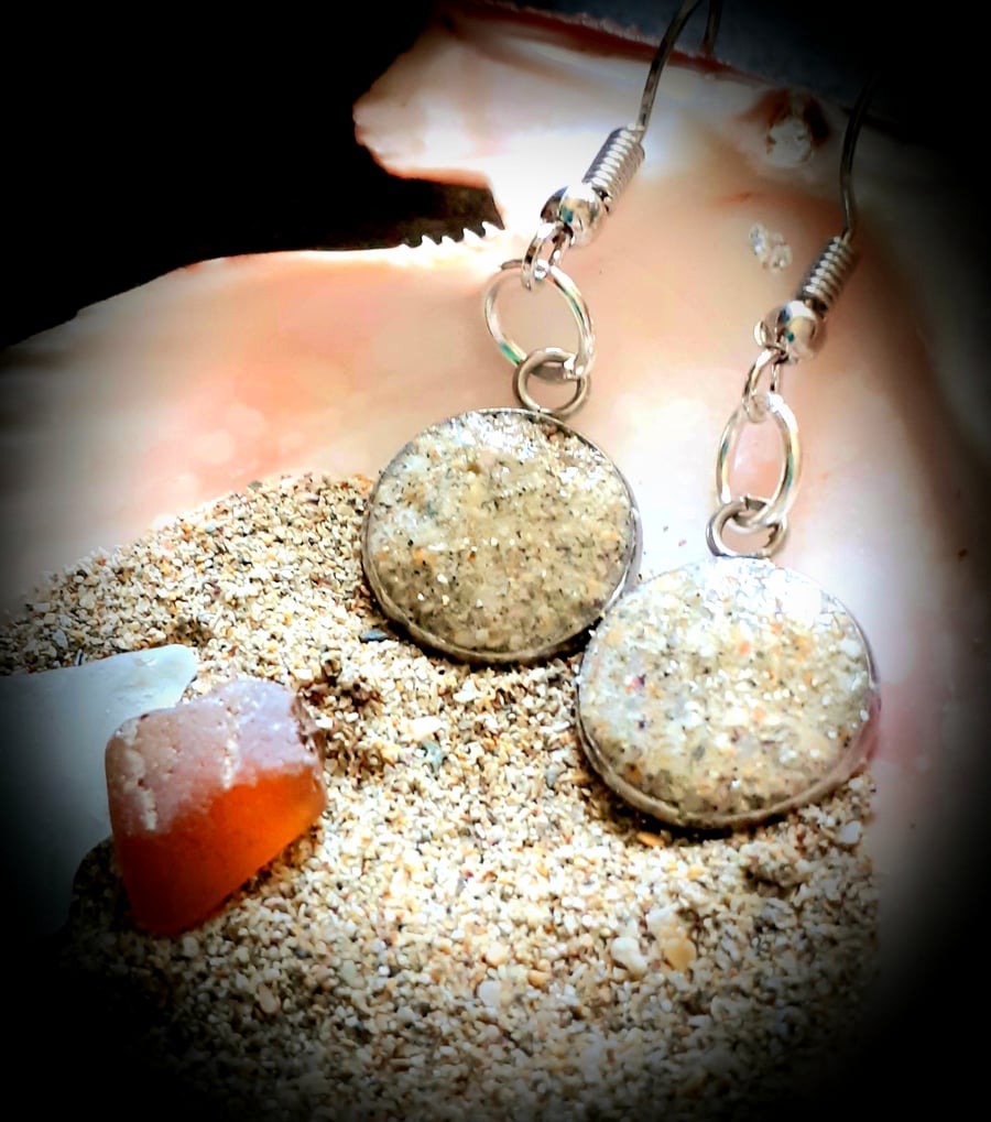 Towan Beach sand filled drop earrings