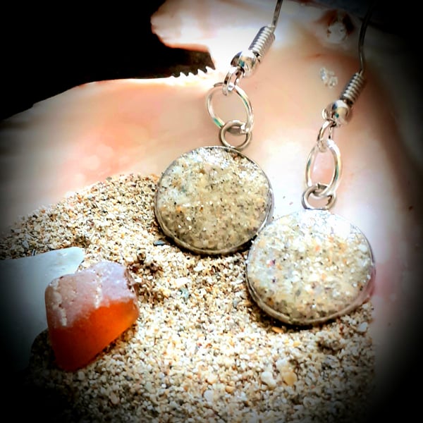 Towan Beach sand filled drop earrings